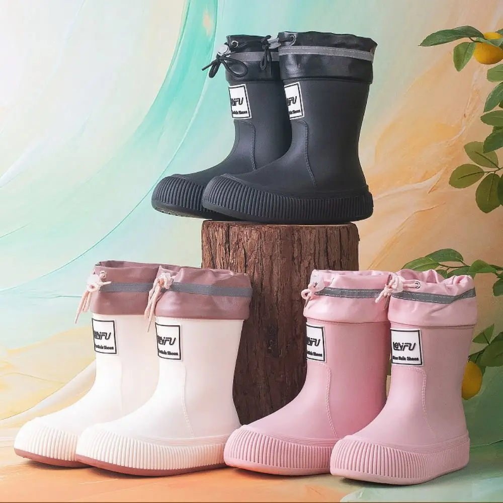 Модные непромокаемые сапоги с надписью женские резиновые туфли на толстой