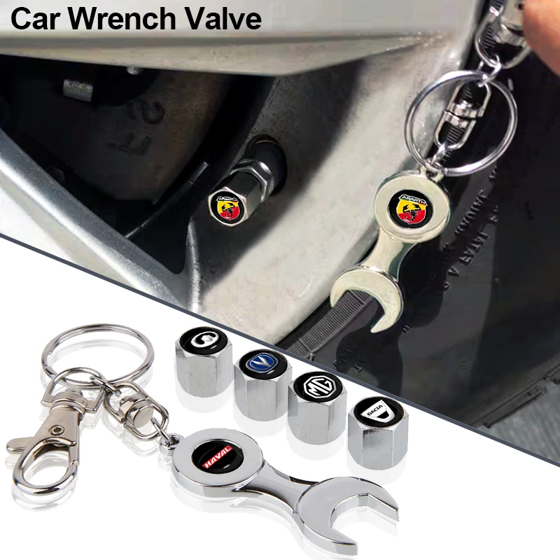 

Car Logo Auto Wheel Tire Valve Cap with Keychain for Dodge Journey Ram 2500 Charger Caliber Challenger Dakota Car Accessories