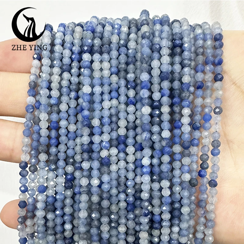 

Zhe Ying 3mm AAA Natural Stone Beads Faceted Blue Aventurine Small Loose Beads for Bracelet Necklace Jewelry