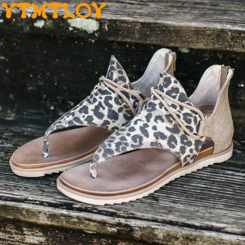 

Large Size Flat Wedge Sandals Women 2021 Summer All-match Flip-flops Open Toe Roman Shoes European And American Beach Shoes