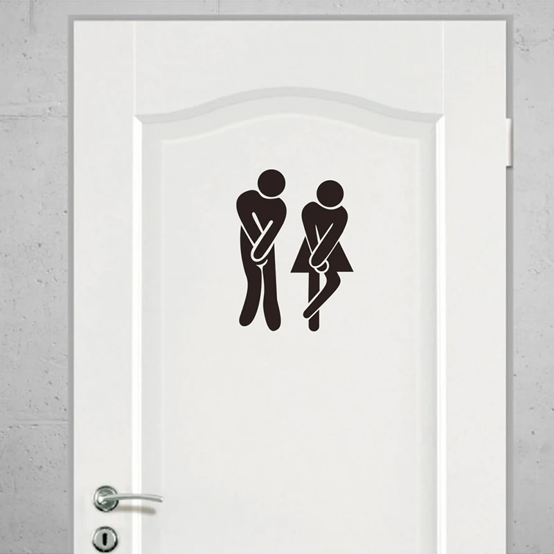 

Toilet Sticker Funny Bathroom Sticker Removable WC Door Sticker Washroom Wall Sticker Creative Art Decal DIY Home Decoration