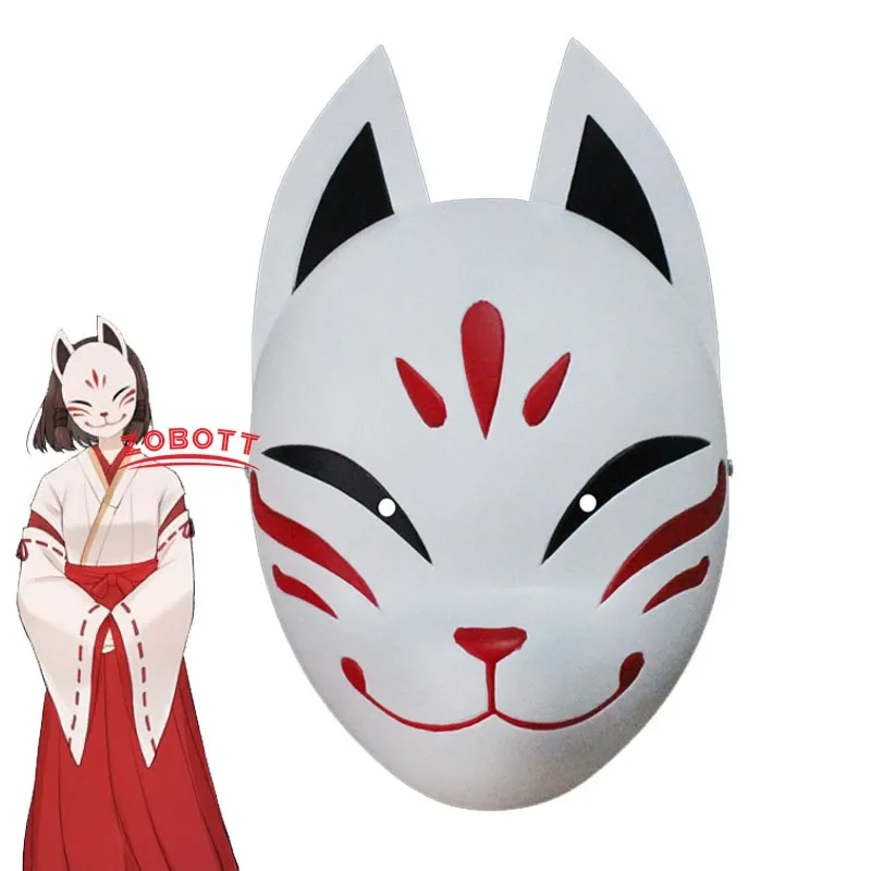 

Hanachirusato Cosplay Fox Mask Genshin Impact Kazari Hanachiru Sato Mask Miko Halloween Carnival Japanese Facial Props