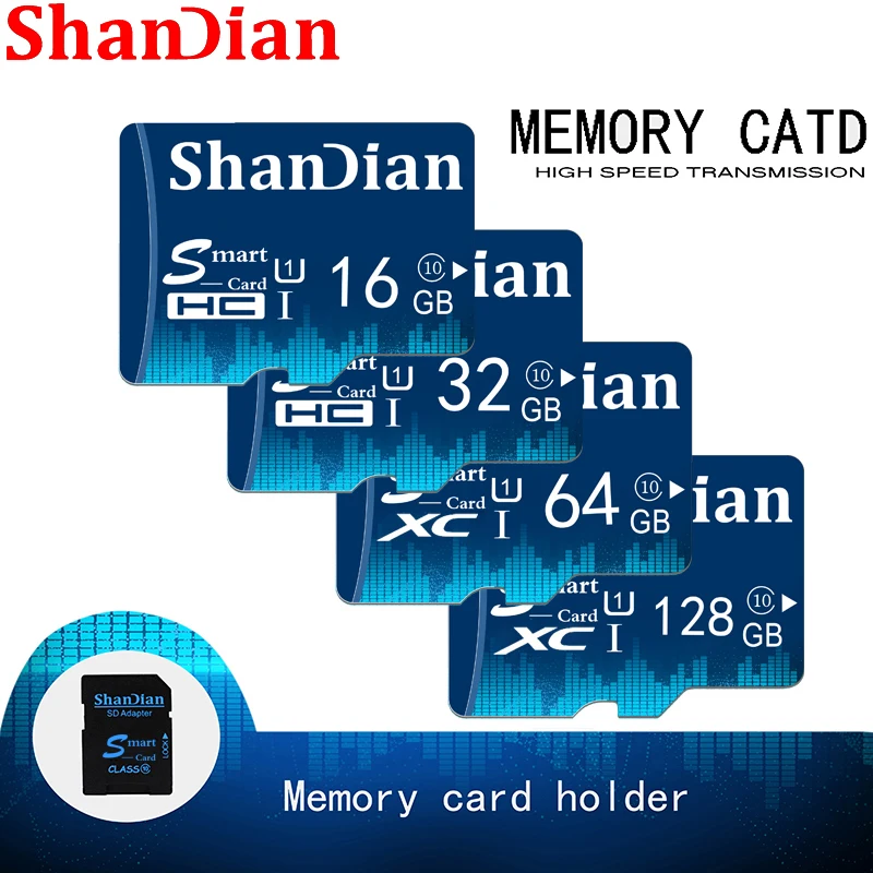 

SHANDIAN Smart Memory SD Card 128GB 32GB 64GB Class 6 Free Gift Card Reader 16GB 8GB SD/TF Flash Card Memory Card for Phone