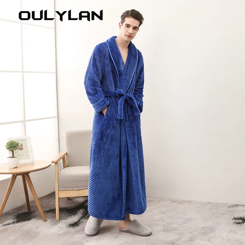 Мягкий халат-кимоно однотонная удобная одежда для сна длинный халат Фланелевая