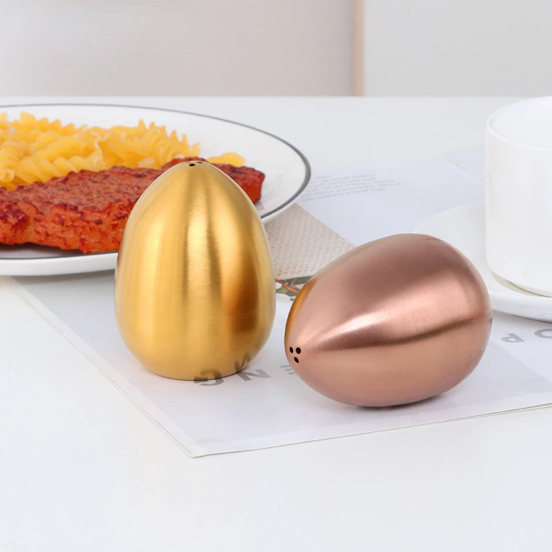 

1/2PCS Salt Spice Pepper Shaker Stainless Steel Egg Shaped Condiment Bottle Kitchen Gadgets Metal Salt Pepper Holder Seasoning
