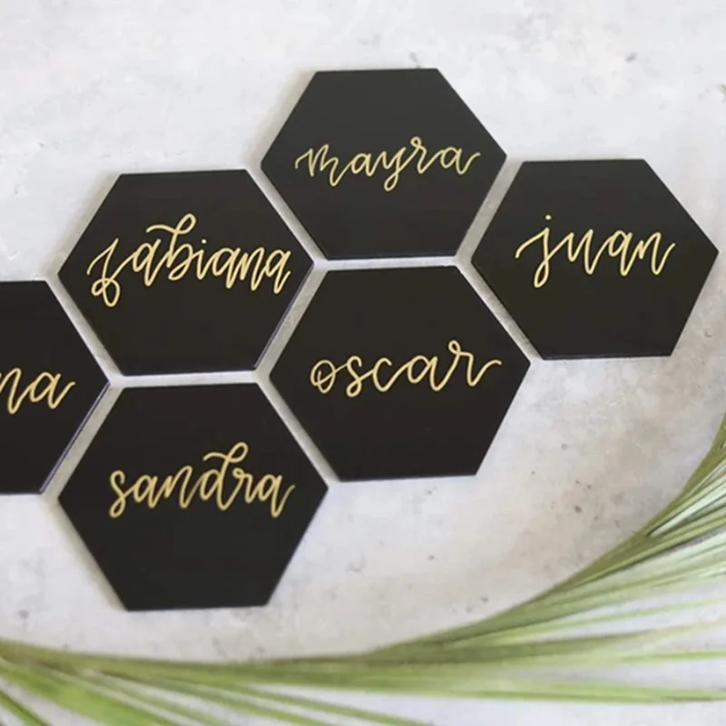 

20/30/50pcs Acrylic Place Cards for Wedding Decoration Blank Acrylic Hexagon Escort Plates Name Cards for Seating Food Sign 8cm