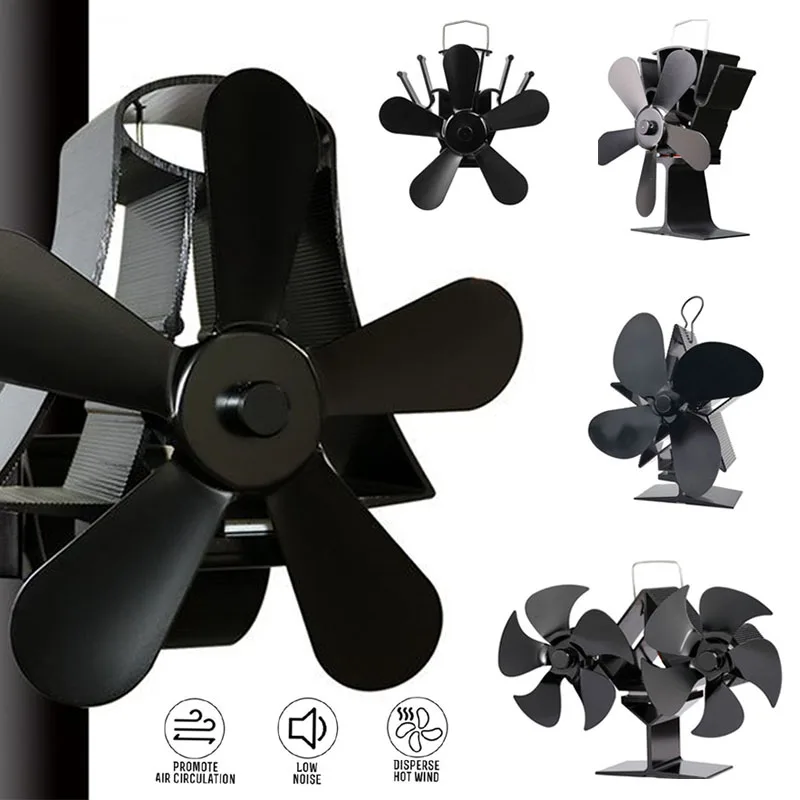 

Stove Fan Blade Accessories Aluminum Alloy Fireplace Fan 5-Blade Quiet Log Wood Burning Heat Efficient Distribution Only Blades