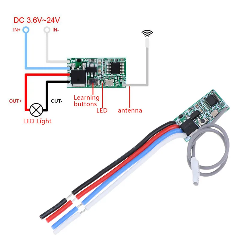 DIY 433 МГц 1CH RF релейный приемник Универсальный беспроводной пульт дистанционного