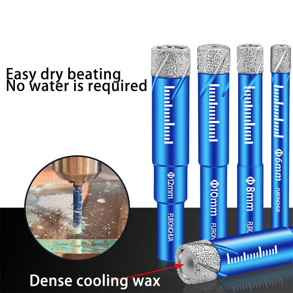 

6/8/10/12mm Brazed Diamond Dry Drill Bits Hole Saw Cutter Drilling Core Bits for Granite Marble Ceramic Tile Eye Dryer Hole Open