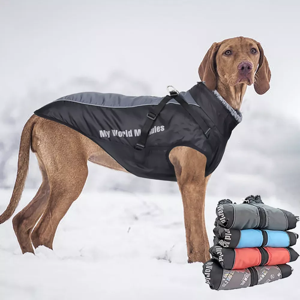

NEW2023 Winter Dog Clothes For Large Dogs With Warm Plush Collar Waterproof Windproof Dog Vest Jacket Pet Coat For Dogs Hiking C