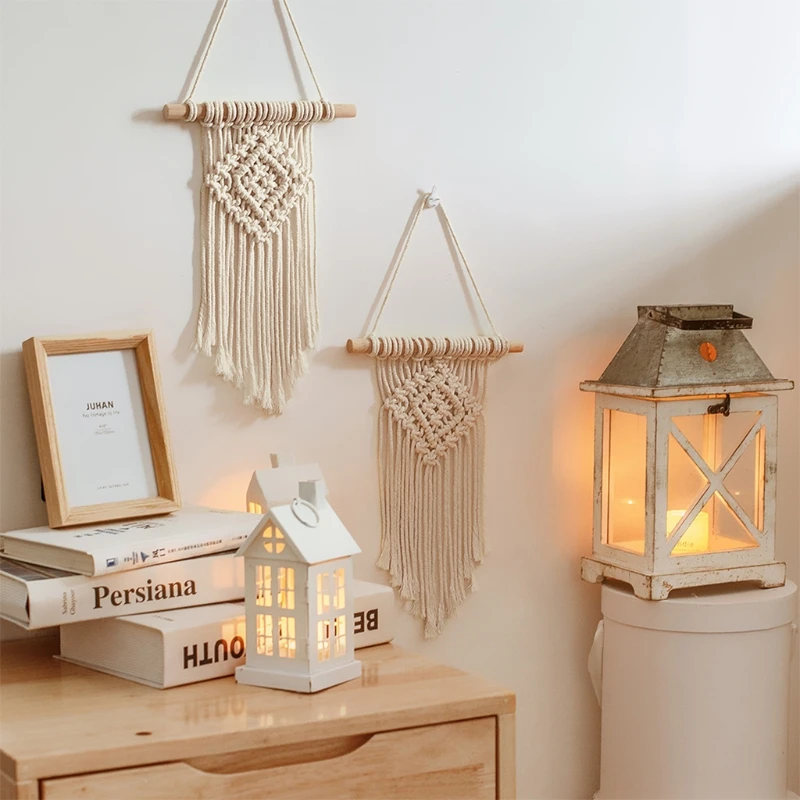 

2022 New Hand-woven Pendant Macrame Wall Hanging Art Tapestry with Tassel Bohemian Crafts Decoration for Home Bedroom Living
