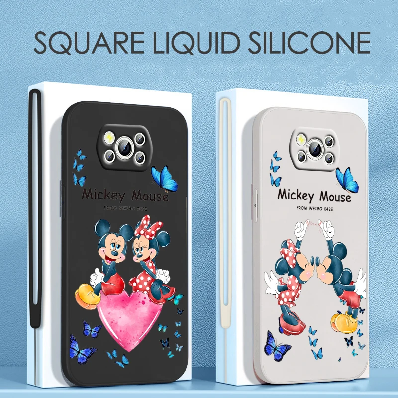 

Mickey Minnie Cute For Xiaomi POCO C50 C40 X4 M5S F4 M4 X3 F3 M3 C3 Pro GT NFC 4G 5G Liquid Rope Phone Case