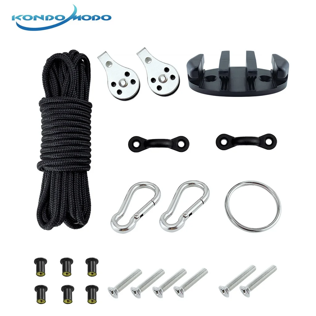 

Decks Accessories Kayak Canoe Anchor Trolley Kit Cleat Rigging Ring Pulleys Pad Eyes Well Nuts Screws Rope Boats FOR Water Sport