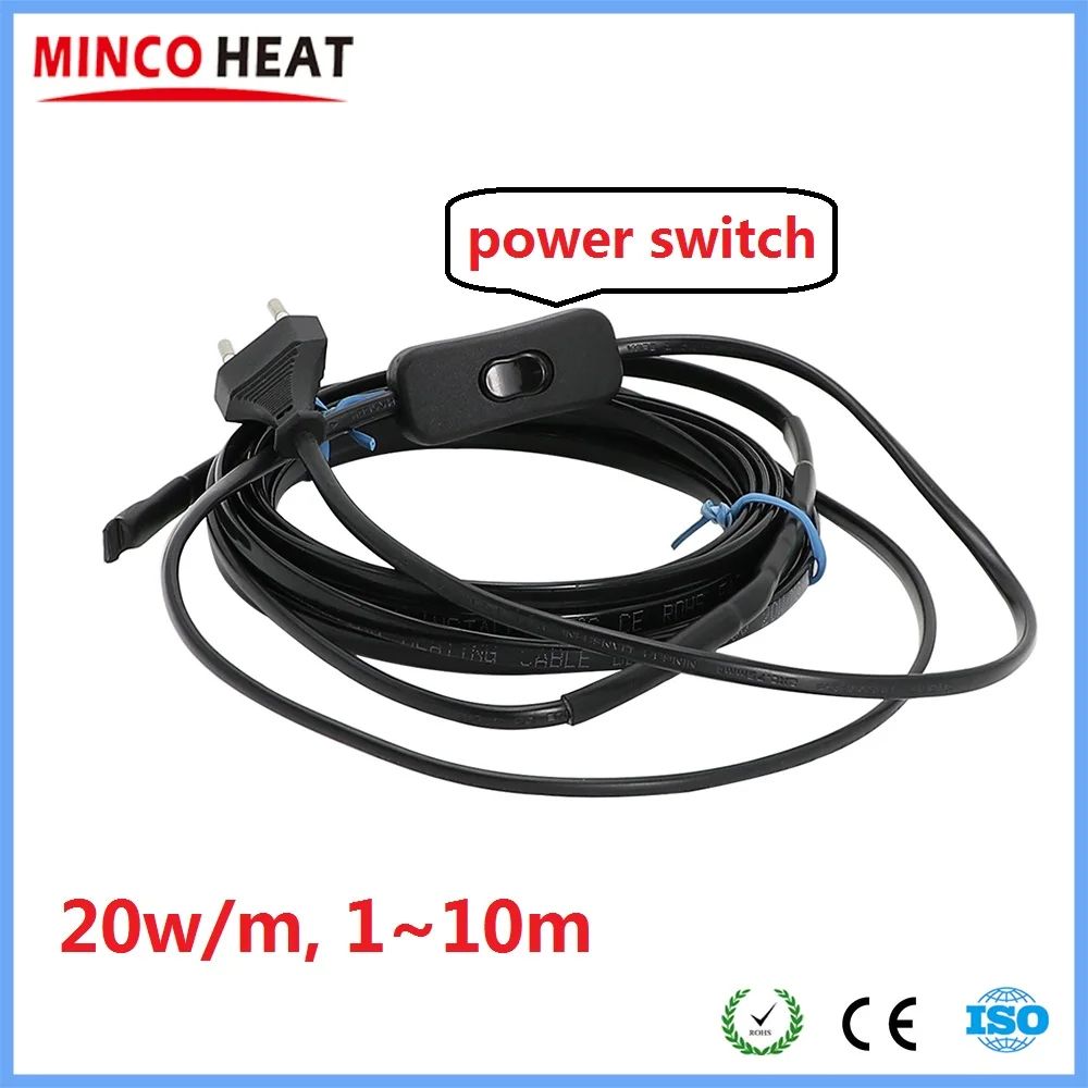 Minco Heat DBRK EU Вилка с Переключателем Питания Саморегулирующийся Тепловой Кабель для Защиты от Замерзания Водопроводных Труб 1~10м Теплый Провод Вкл.