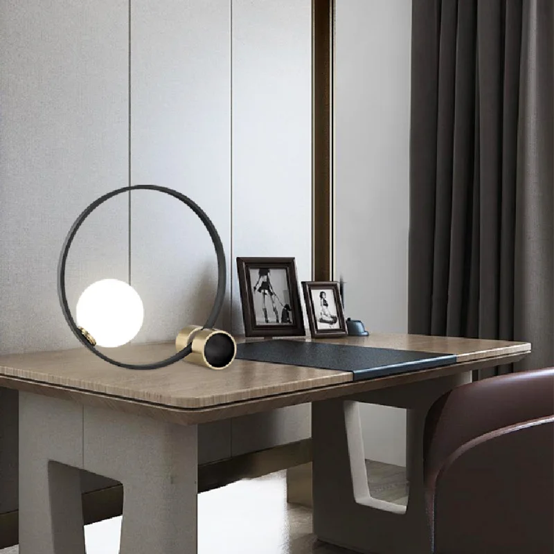 

Nordic LED Table Lamp Black Simple Beside The Bed Modern Glass Ball Design Reading Home Decoration
