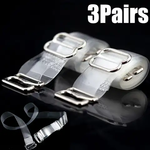 3 Pairs Transparent Bra Straps Invisible Detachable Silicone Women's Elastic Belt Adjustable Non Slip Intimates Shoulder Strap