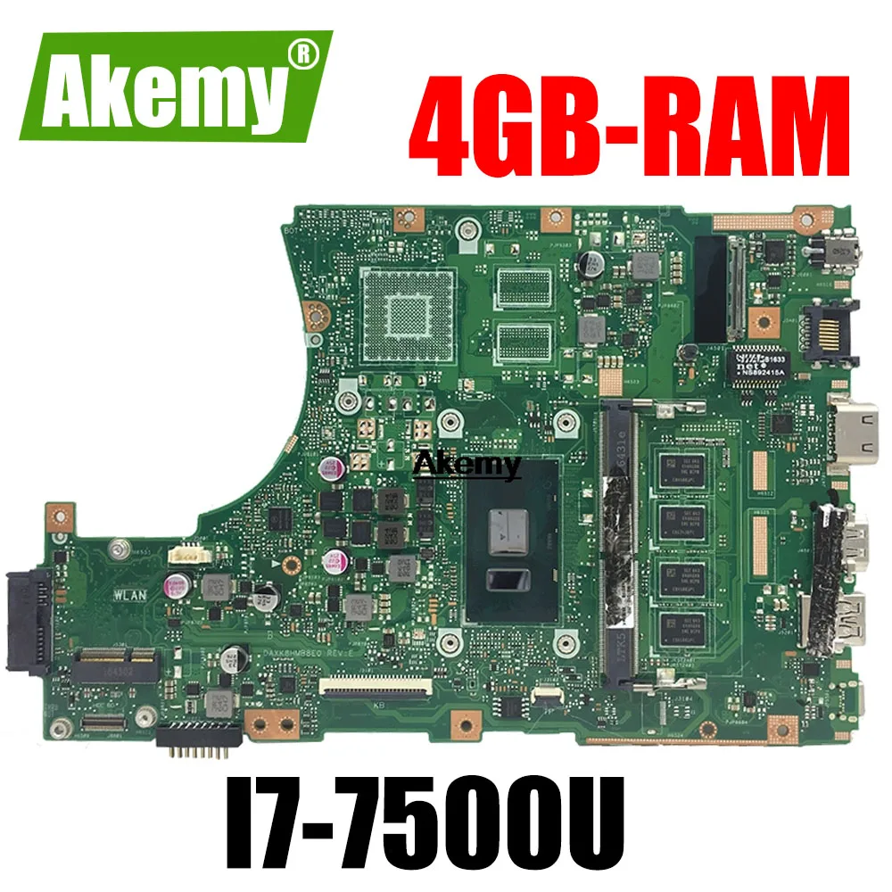 

Материнская плата Akemy X456UAK для ноутбука Asus VivoBook X456UA X456UV X456UQk X456UAM X456UAK материнская плата 4GB-RAM I7-7500U DDR4