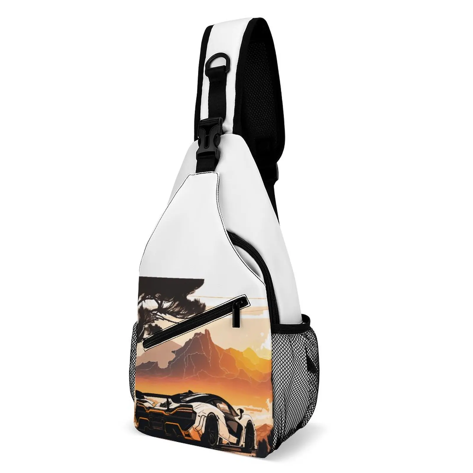 

Fantastic Sports Car Shoulder Bags Mountain Sun Daily Chest Bag Men Bicycle Graphic Sling Bag Modern Business Small Bags
