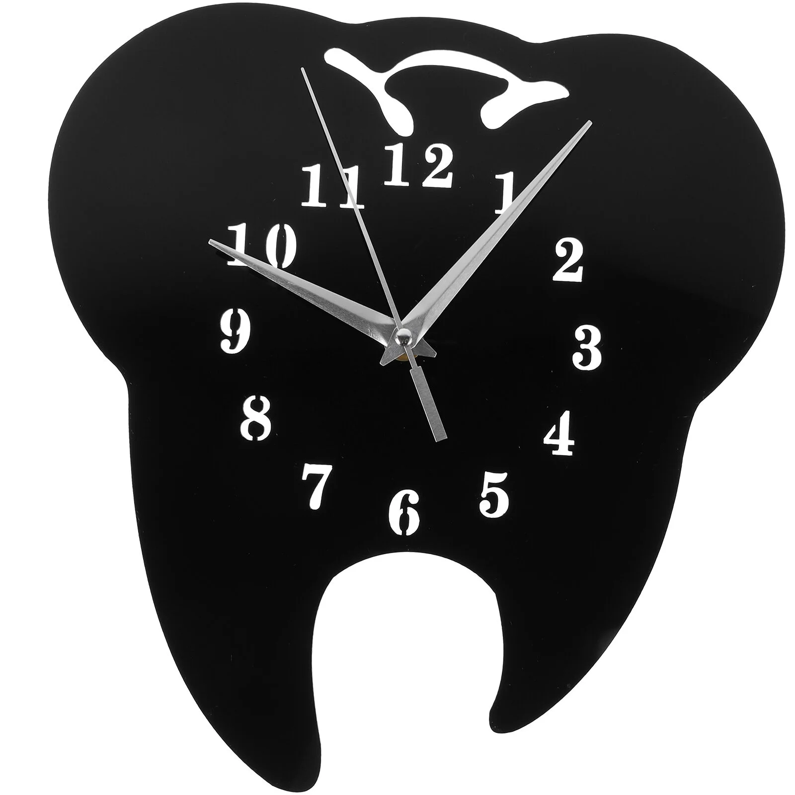 

Delicate Wall Clock Household Digital Bedroom Decor Acrylic Tooth Shaped Mute Office Round Frame