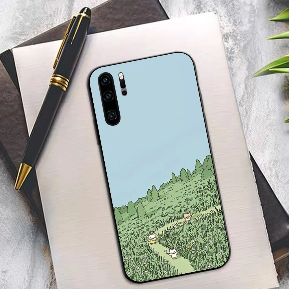 Милый чехол для телефона с зеленым растением Kawaii Huawei P 8 9 10 20 30 40 50 Pro Lite Psmart Honor lite 70