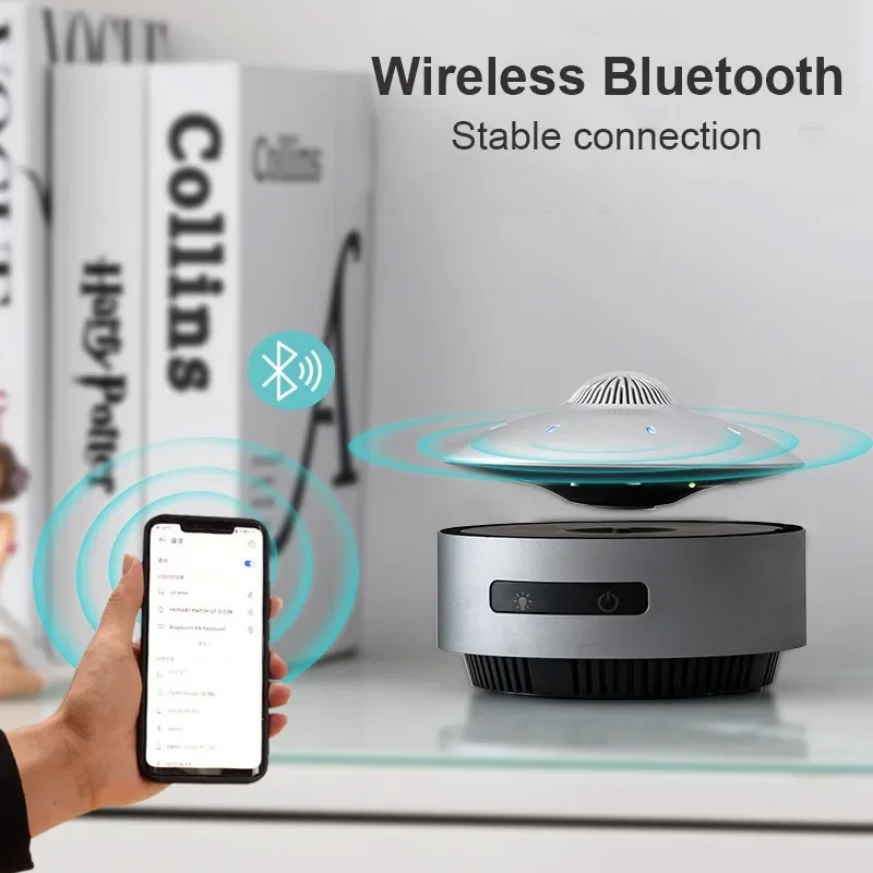 Фото Магнитный левитирующий сабвуфер, Bluetooth-динамик, плавающий НЛО, аудио с автоматическим подъемом, плавающий HIFI стереозвук, креативный подарок №3