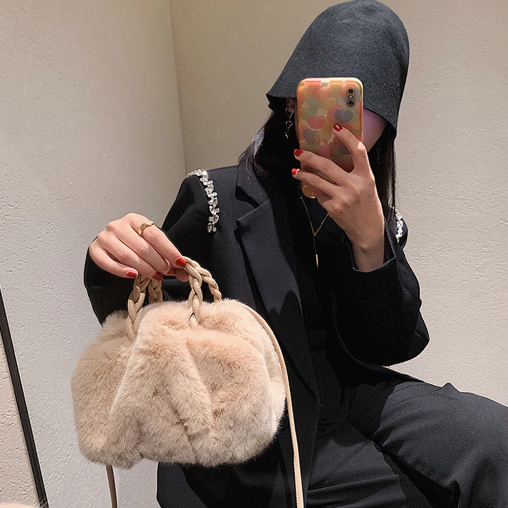 Shoulder Bag Autumn Winter New Cross Body Plush Soft Cloud Bag Fashion Versatile High Color Portable Drawstring Shoulder Bag