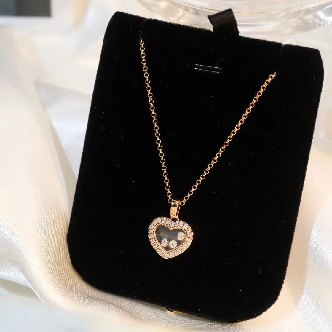 

Fashion Hot Brand Sweet Move Stone Love Heart Box Women Necklace High Quality 18K Gold Plated Jewelry Elegant Gifts