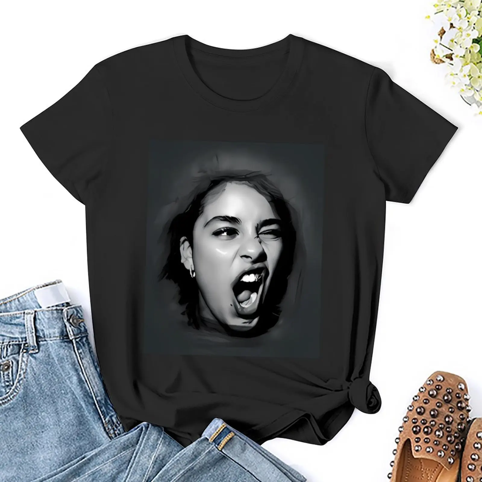 Футболка Jorja-Smith летняя женская одежда черного цвета с графическим принтом