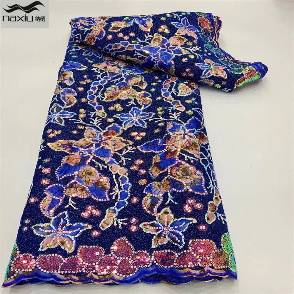 

Madison African Lace Fabric 2022 High Quality Flocking Velvet Laces With Sequins Nigerian Lace Fabric For Wedding Sewing