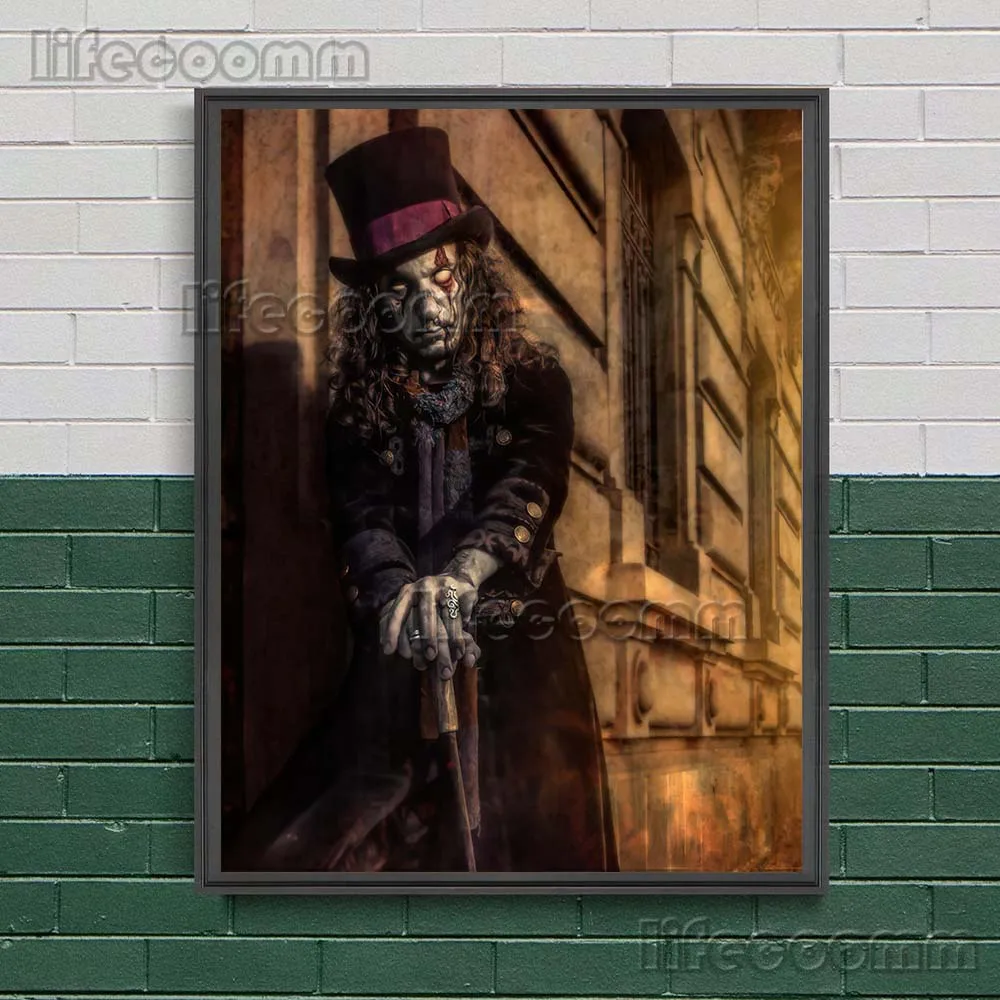 Винтажная Картина на холсте гравировщик и зомби |