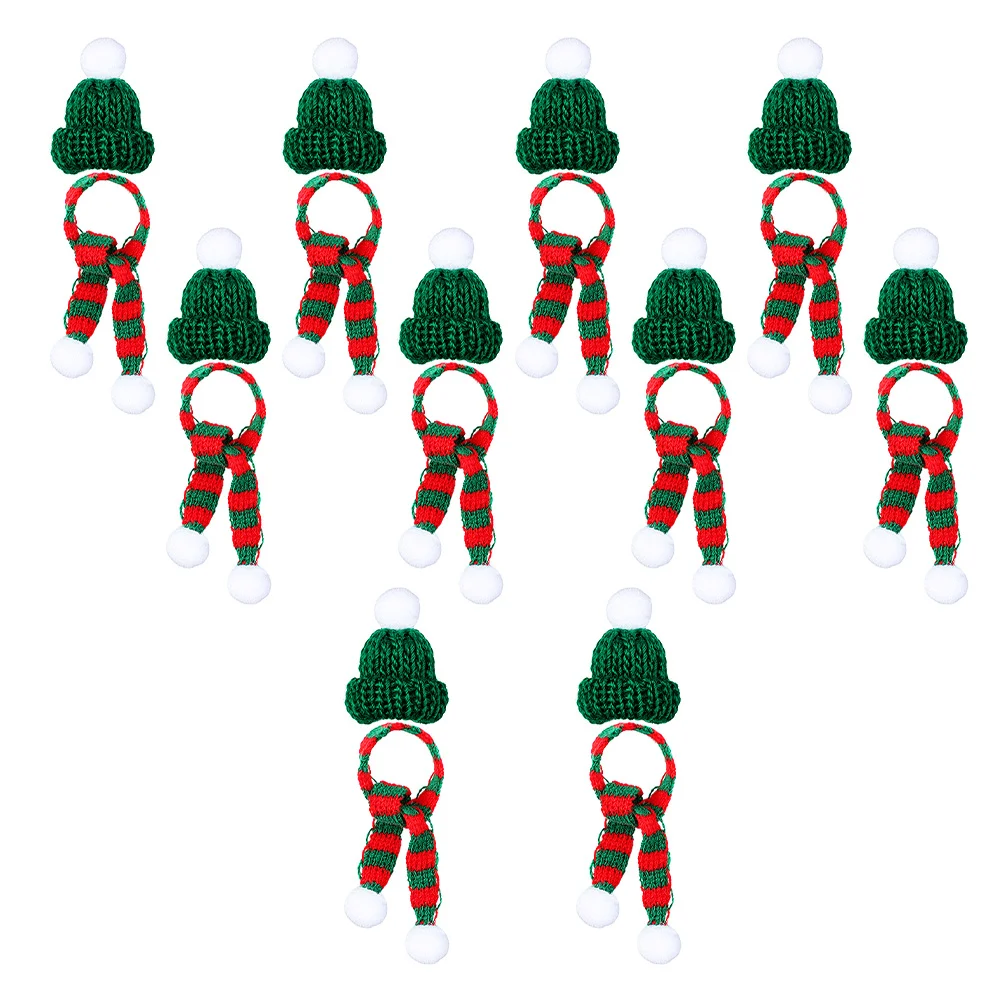 

Christmas Mini Hat Santa Decor Hatscraft Ornament Bottle Clausknitted Lollipop Cap Small Knit Diy Ornaments Wool Yarn Miniature