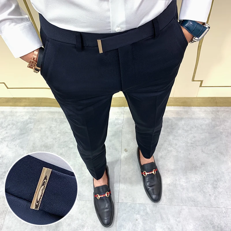 

2022 Suit Pants Spring Men's Suit Pants Fashion Casual Slim Business Suit Pants Men's Wedding Party Work Pants Classic Large 36