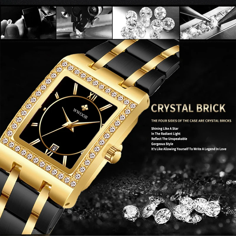 WWOOR Elegant Women Watch Lady Fashion Brand Diamonds Wristwatch Japan Movement Stainless Steel Gift for Female Relogio Feminino