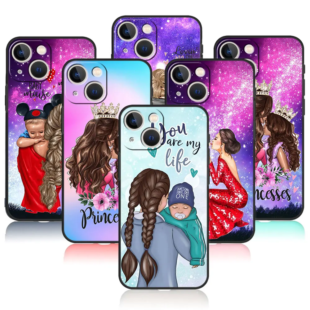

Fashion girl Super Mom baby For iPhone X 12 13 Pro Max 11 XR XS 7 8 Plus 14 SE2022 6S 5S 6 SE Mini Phone Case Fashion Capinha