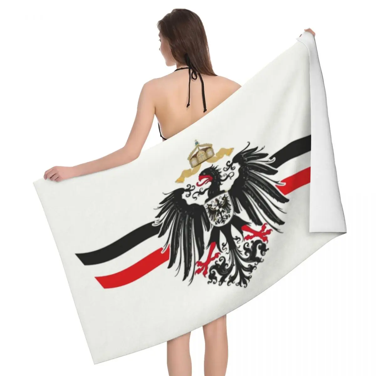 

Пляжное полотенце с немецким флагом, быстросохнущее немецкое герб герба императора, мягкие льняные полотенца из микрофибры для сауны и бассейна