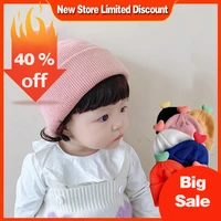 korean cute heart baby knitted hat solid color boys girls beanie cap winter warm infant toddler cap bonnet kids hat