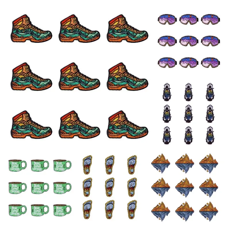 

10Pcs/Lot Outdoor Wildness Embroidered Patches on Clothes Scenery Iron-on Thermal Fusible Patch DIY Natural Mountain Appliques