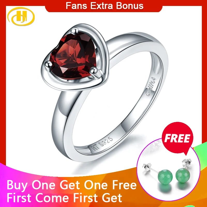 

Hutang 925 Sterling Silver Ring 1.34 Carats Natural Garnet Rings Romantic Style Fine Jewelry for Girl's Valentine's Day Gift