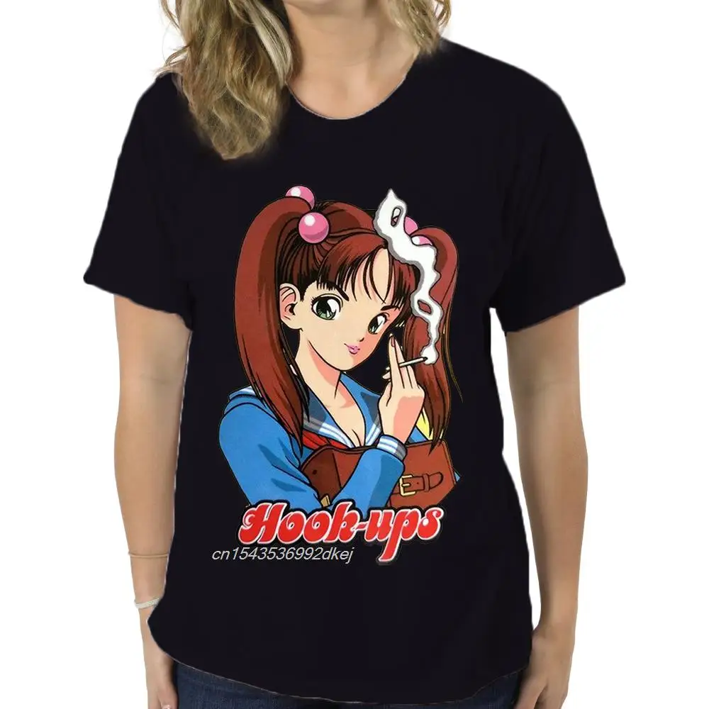

Hook UPS Skateboard Sexy Anime Smoking Girl T Shirt Fashion Tee