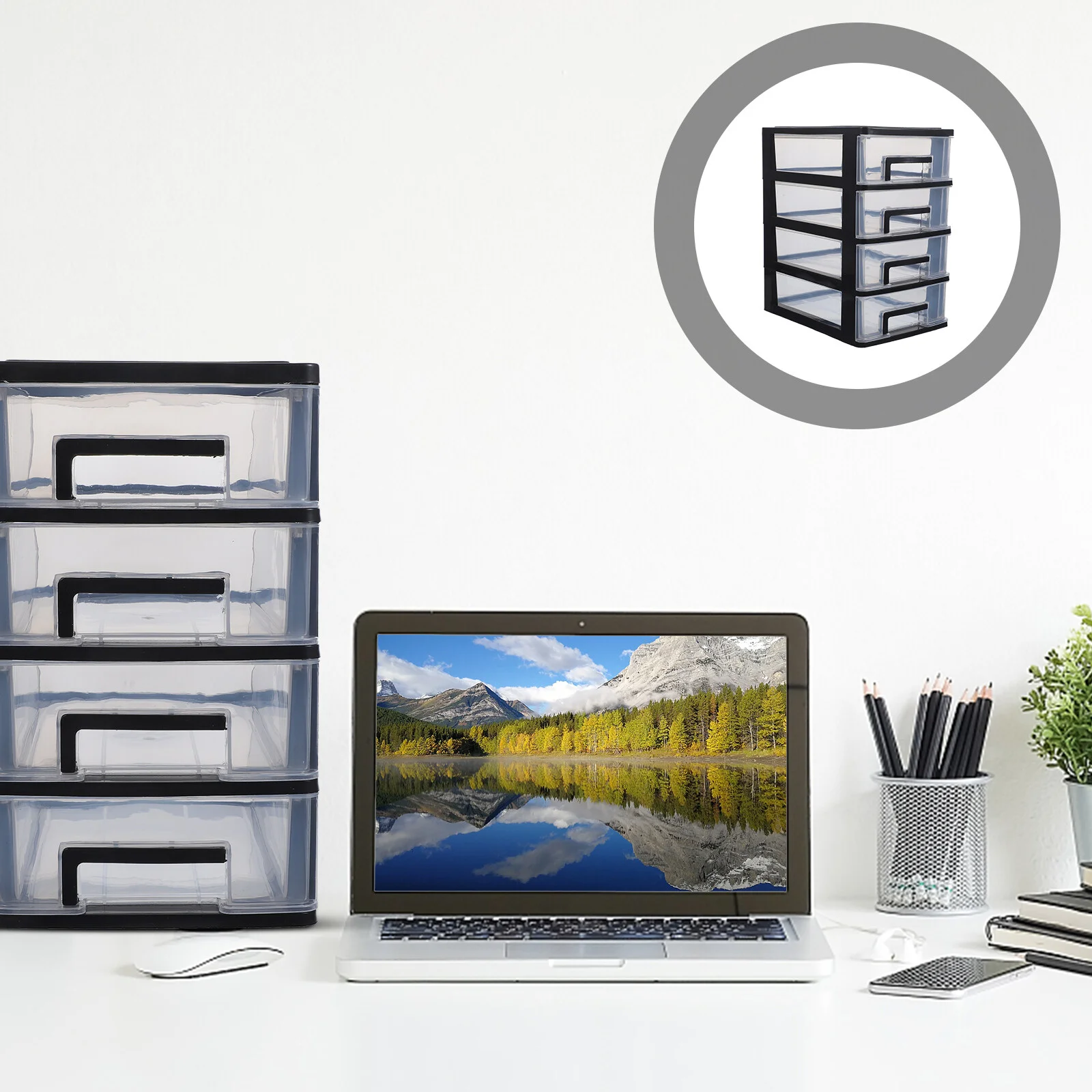 

1 pc 4 drawer storage cabinet clear drawer type closet storage box storage shelf storage rack for office bedroom living room (