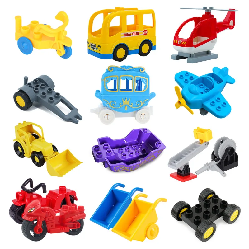 

High Quality Building Blocks Children Toys Cartoon Princess Carriage Car Airplane Vehicle Model Big Size Brick Gift For Children