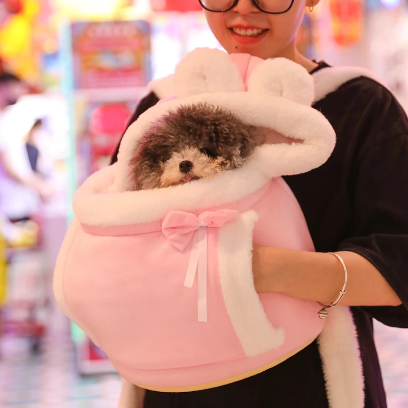 

Warm Pet Carrier Bag Plush Cat Transport Backpack Cute Portable Small Dog Bag Chest Pack Puppy Transportation Cats Travel Basket