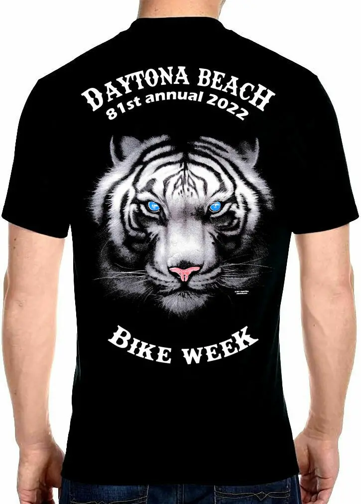 

Mens 2022 Daytona Beach Bike Week Tiger Head Tee Shirt
