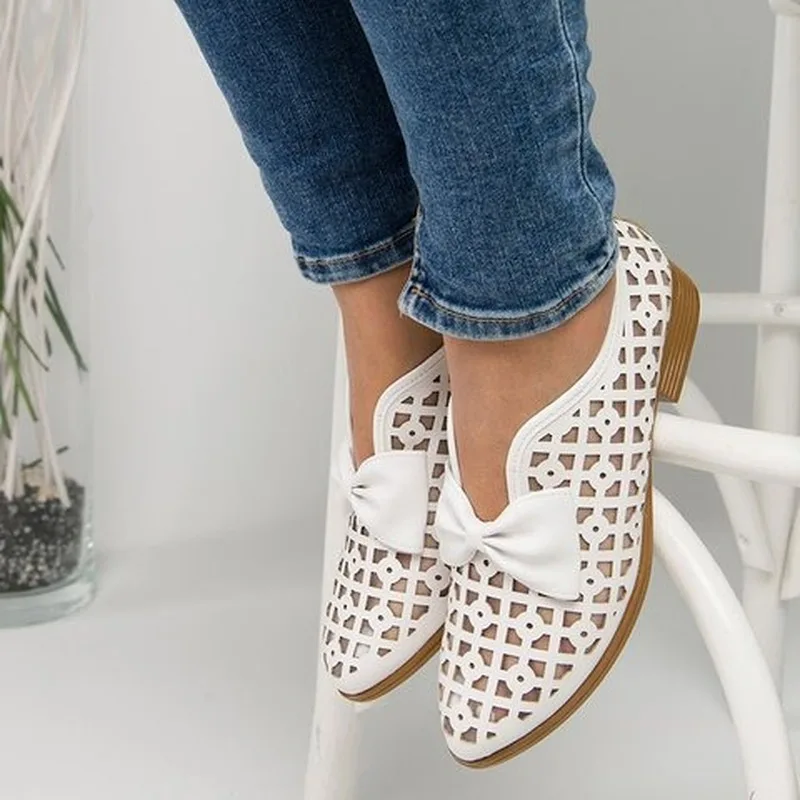 

2022 Summer Loafers Bowtie Women Flats Pointed Toe Spring Shoes For Woman Platform Female Slip On Fotwear Women's Plus Size