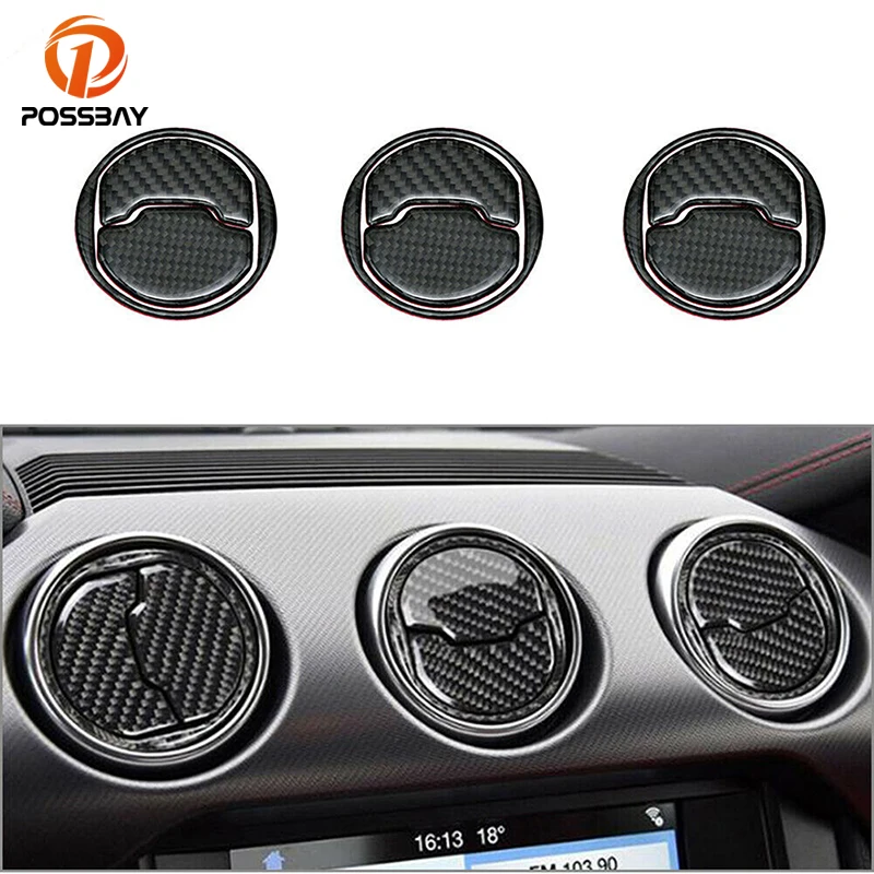 

9Pcs Carbon Fiber Car Interior Air Vent Outlet Trim Cover For Ford Mustang 2015-2020 Auto Styling Decoration Accessories