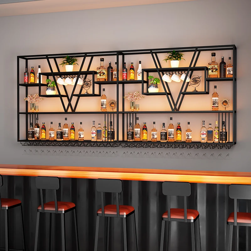 Полки для демонстрации ликера винный шкаф металлический подвесной клуба бара