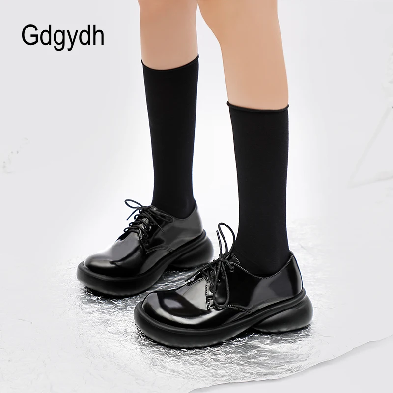 

Gdgydh Japanese Style Big Toe Women's Platform Shoes Lace-Up Comfort Wingtips Oxfords Shoes Punk Rubber Sole Wide Width