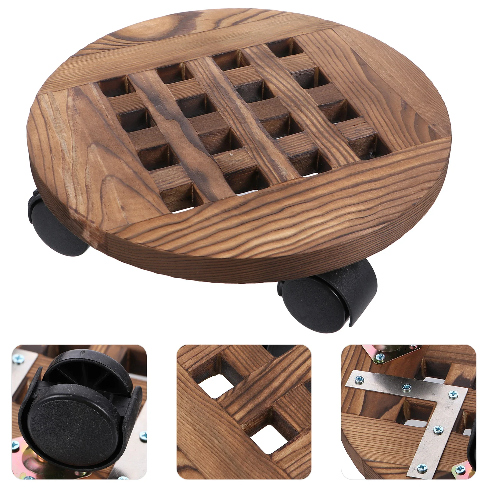 

Pot Planter Stand Wheels Rolling Flower Potted Rollers Tray Mover Wood Saucer Casters Wooden Rack Caddie Trolley Movable Dolly