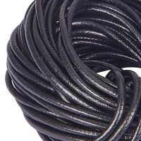 3m 5mm black round real leather cord for bracelet necklace diy jewelry making supplies