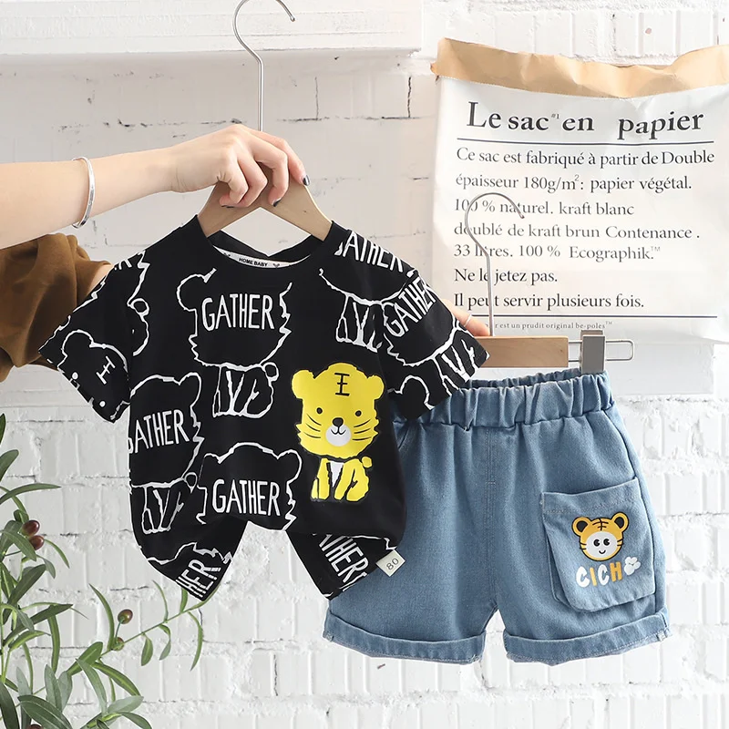 New Summer Baby Girls Clothes Suit Children Boys Casual Cartoon T-Shirt Shorts 2Pcs/Sets Toddler Fashion Costume Kids Tracksuits